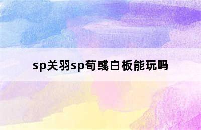 sp关羽sp荀彧白板能玩吗