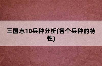 三国志10兵种分析(各个兵种的特性)