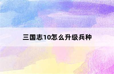 三国志10怎么升级兵种