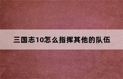 三国志10怎么指挥其他的队伍