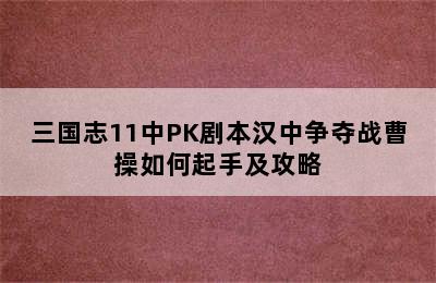 三国志11中PK剧本汉中争夺战曹操如何起手及攻略