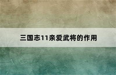 三国志11亲爱武将的作用