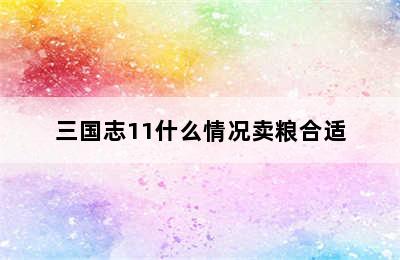 三国志11什么情况卖粮合适