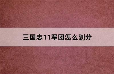 三国志11军团怎么划分