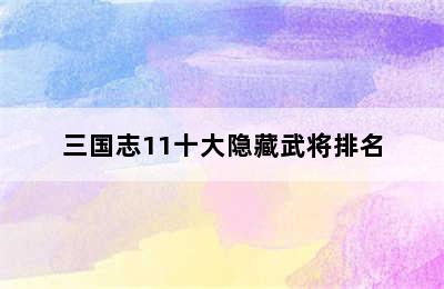 三国志11十大隐藏武将排名