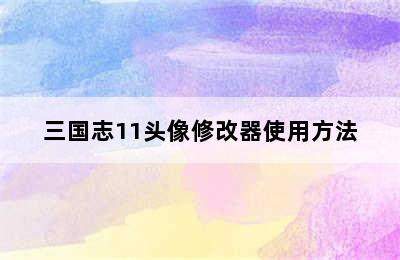 三国志11头像修改器使用方法