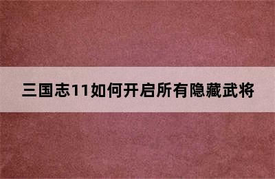 三国志11如何开启所有隐藏武将