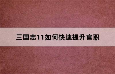 三国志11如何快速提升官职