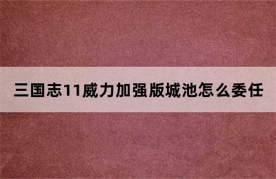 三国志11威力加强版城池怎么委任