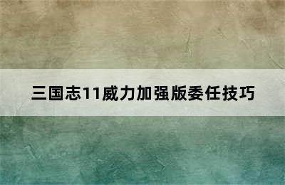 三国志11威力加强版委任技巧