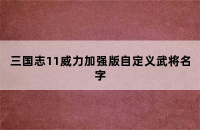 三国志11威力加强版自定义武将名字