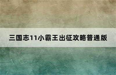 三国志11小霸王出征攻略普通版