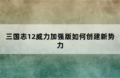 三国志12威力加强版如何创建新势力