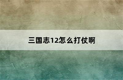 三国志12怎么打仗啊