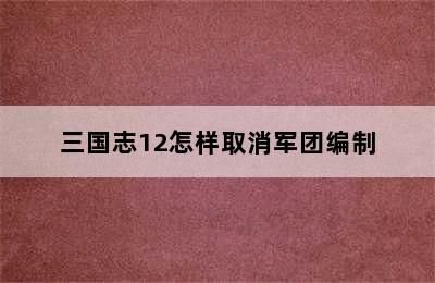 三国志12怎样取消军团编制