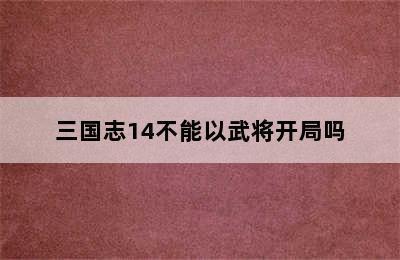 三国志14不能以武将开局吗