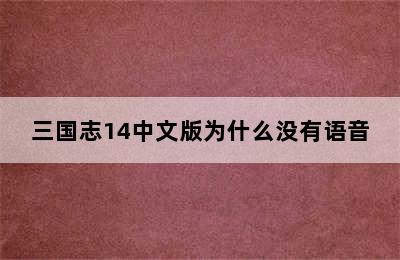 三国志14中文版为什么没有语音