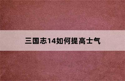 三国志14如何提高士气