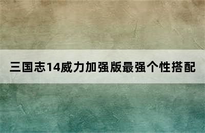 三国志14威力加强版最强个性搭配