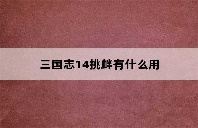 三国志14挑衅有什么用