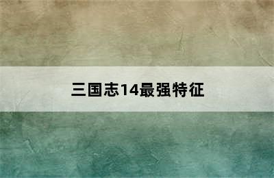 三国志14最强特征