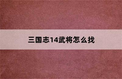 三国志14武将怎么找