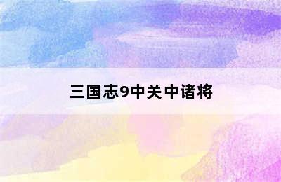 三国志9中关中诸将