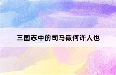 三国志中的司马徽何许人也