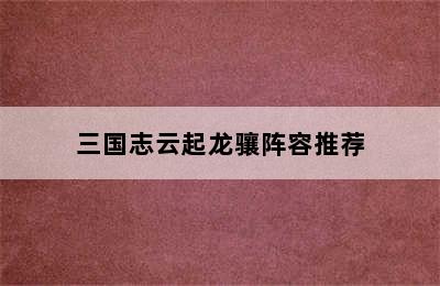 三国志云起龙骧阵容推荐