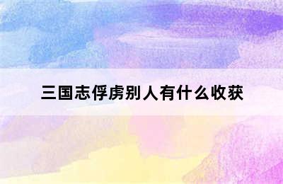 三国志俘虏别人有什么收获