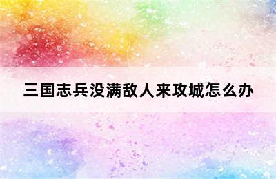 三国志兵没满敌人来攻城怎么办