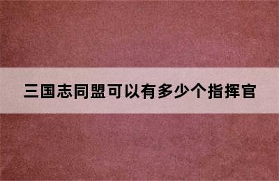 三国志同盟可以有多少个指挥官