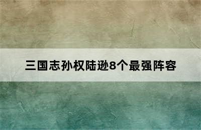 三国志孙权陆逊8个最强阵容