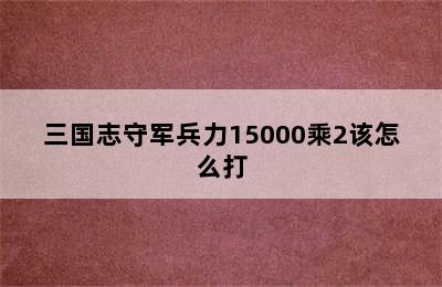 三国志守军兵力15000乘2该怎么打