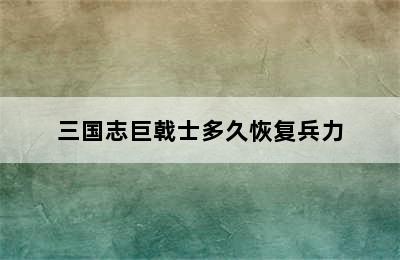 三国志巨戟士多久恢复兵力