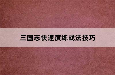 三国志快速演练战法技巧