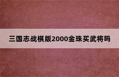 三国志战棋版2000金珠买武将吗