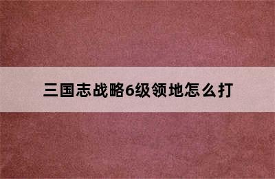 三国志战略6级领地怎么打