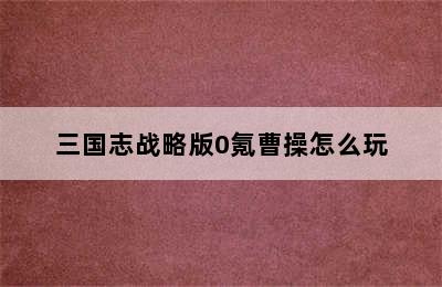 三国志战略版0氪曹操怎么玩