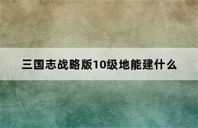 三国志战略版10级地能建什么