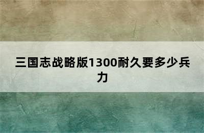 三国志战略版1300耐久要多少兵力