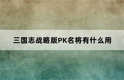 三国志战略版PK名将有什么用