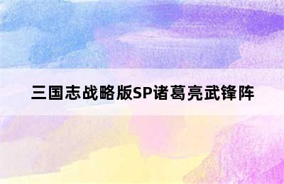 三国志战略版SP诸葛亮武锋阵