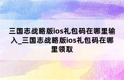 三国志战略版ios礼包码在哪里输入_三国志战略版ios礼包码在哪里领取