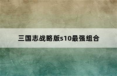 三国志战略版s10最强组合