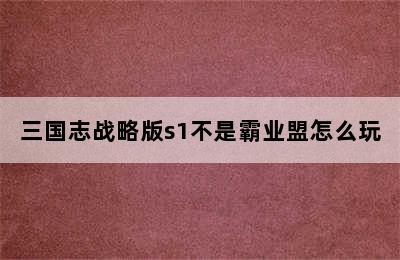 三国志战略版s1不是霸业盟怎么玩