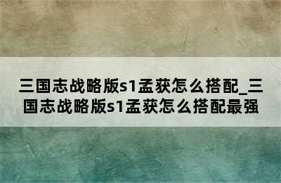 三国志战略版s1孟获怎么搭配_三国志战略版s1孟获怎么搭配最强