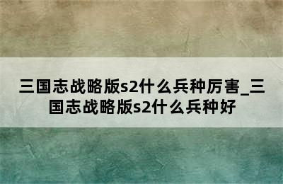 三国志战略版s2什么兵种厉害_三国志战略版s2什么兵种好