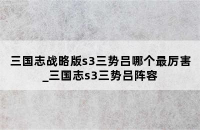 三国志战略版s3三势吕哪个最厉害_三国志s3三势吕阵容