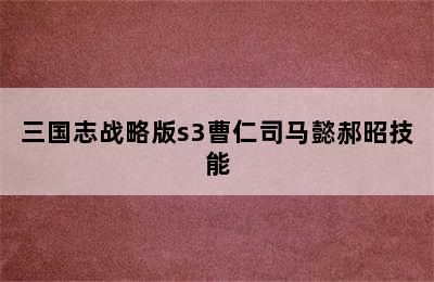 三国志战略版s3曹仁司马懿郝昭技能